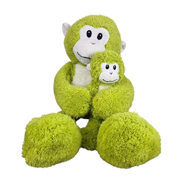 Set of 2 Pier 1 Imports Green Monkey Max Plush Ape Gorilla 21" & 10" - Picture 2 of 15